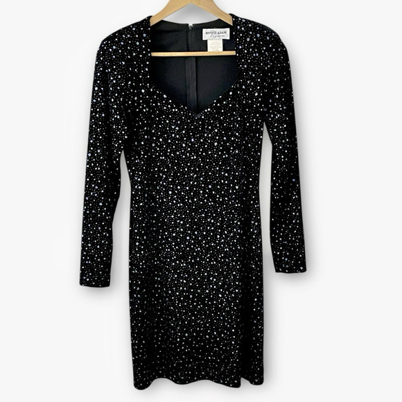 VTG Betsy Adam Y2K Celestial Velvet Party Dress Size 10 Sweetheart Neck Glittery - Picture 1 of 7